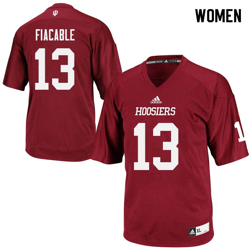 Women #13 Mike Fiacable Indiana Hoosiers College Football Jerseys Sale-Crimson